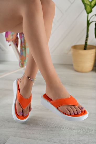 Freemax Kadın Garantili Hafif Esnek Poli Flatform Taban Parmak Arası Günlük Terlik PPL 5000 Orange