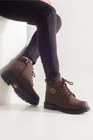 Freemax Unisex Garantili Kürklü Kauçuk Anatomik Taban Kışlık Fermuarlı Bot Forza 528-2100 Kahverengi