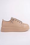 Freemax Kadın Taşlı Bağcık 4,5 cm Yüksek Hafif Taban Sneaker Spor Ayakkabı Abb.1500 Nut