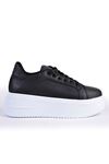 Freemax Kadın Hafif Esnek  5,5 cm Taban Sneaker Bağcıklı Spor Ayakkabı Svv.023 Siyah Beyaz