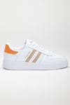 Freemax Unisex Garantili  İç Tabanlık Hafif Esnek Sağlam Sneaker Spor Ayakkabı 2023.178 Beyaz Oranj
