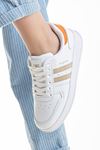 Freemax Unisex Garantili  İç Tabanlık Hafif Esnek Sağlam Sneaker Spor Ayakkabı 2023.178 Beyaz Oranj