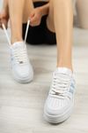 Freemax Unisex Garantili  Hafif Esnek Sağlam Sneaker Spor Ayakkabı Beyaz Mavi