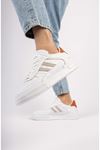 Freemax Unisex Garantili  Hafif Esnek Sağlam Sneaker Spor Ayakkabı Beyaz Oranj