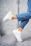 Freemax Kadın Hafif Esnek  5,5 cm Taban Sneaker Bağcıklı Spor Ayakkabı Svv.022 Beyaz Yeşil