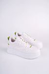 Freemax Kadın Hafif Esnek  5,5 cm Taban Sneaker Bağcıklı Spor Ayakkabı Svv.022 Beyaz Yeşil