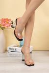 Freemax Kadın Şeffaf Bantlı Ve Şeffaf Yüksek Klasik Topuklu Terlik Siyah