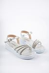 Freemax Kadın Garantili Taş Detaylı Günlük Hafif Eva Taban 4 cm Platform Sandalet Ppl.7010 Gümüş