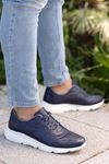 Freemax Erkek İç Dış Hakiki Deri Eva  Jel İç Taban Spor Sneaker Ayakkabı LSNS.HD 355 Lacivert