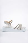 Freemax Kadın Garantili Taş Detaylı Günlük Hafif Eva Taban 4 cm Platform Sandalet Ppl.7010 Gümüş