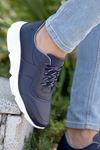 Freemax Erkek İç Dış Hakiki Deri Eva  Jel İç Taban Spor Sneaker Ayakkabı LSNS.HD 355 Lacivert