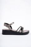 Freemax Kadın Garantili Taş Detaylı Günlük Hafif Eva Taban 4 cm Platform Sandalet Ppl.7010 Platin