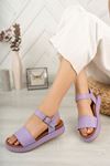 Freemax Kadın Garantili Çok Hafif Rahat 4 cm Topuk Eva Taban Platform Sandalet Snr K22 Lila