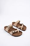 Freemax Kadın Garantili Çapraz Parmak Arası Mayari Yazlık Günlük Birken Terlik ppl 4096 Bej