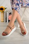 Freemax Kadın Garantili Çok Hafif Rahat 4 cm Yüksek Eva Taban Platform Taşlı Sandalet People 7050 Roze