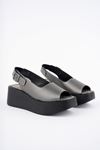 Freemax Kadın Garantili Çok Hafif Rahat 6 cm Topuk Eva Taban Platform Sandalet Ppl 4005 Platin