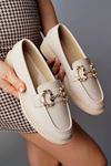 Freemax Kadın Anatomik Tasarım Taşlı Toka Oxford Loafer Ayakkabı Abb.2501 Ten