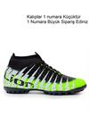 Freemax Unisex Çoraplı Halı saha Futbol Ayakkabısı Freemax.1452 Yeşil Siyah