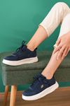 Freemax Kadın Anatomik Garantili Çok Hafif Esnek Rahat Sneaker Spor Ayakkabıı 2452 Lacivert