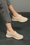 Freemax Kadın Spor Sneaker Babet Esnek, Yumuşak, Hafif, Günlük Ayakkabı Drg.223 Bej